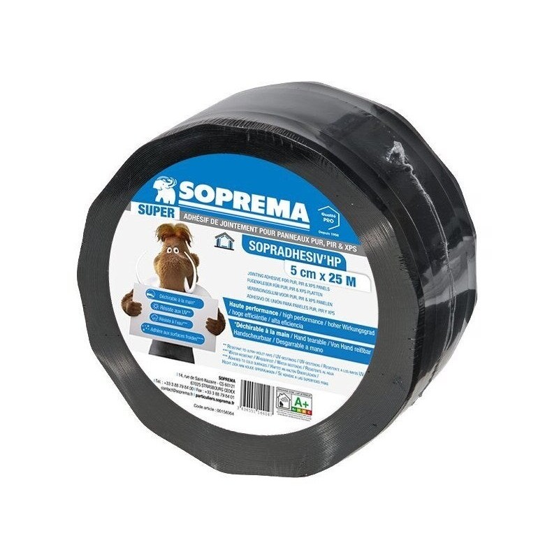 Adhesif pour jointement des panneaux isolants SOPRADHESV'HP SOPREMA? 25mX5cm