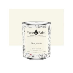 Peinture vert jasmin mur, plafond et boiserie , PURE  PAINT velours 2.5 l