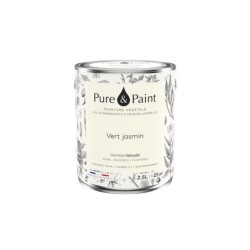 Peinture vert jasmin mur, plafond et boiserie , PURE  PAINT velours 2.5 l