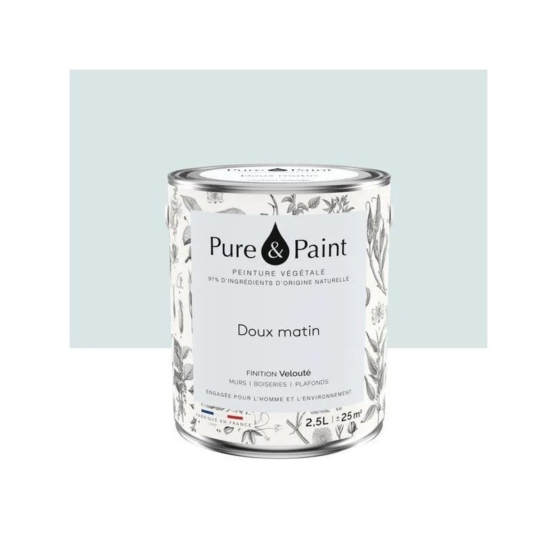 Peinture doux matin mur, plafond et boiserie , PURE  PAINT velours 2.5 l