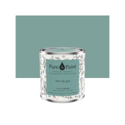 Peinture vert de gris mur, plafond et boiserie , PURE  PAINT velours 0.5 l