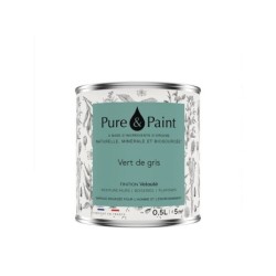 Peinture vert de gris mur, plafond et boiserie , PURE  PAINT velours 0.5 l