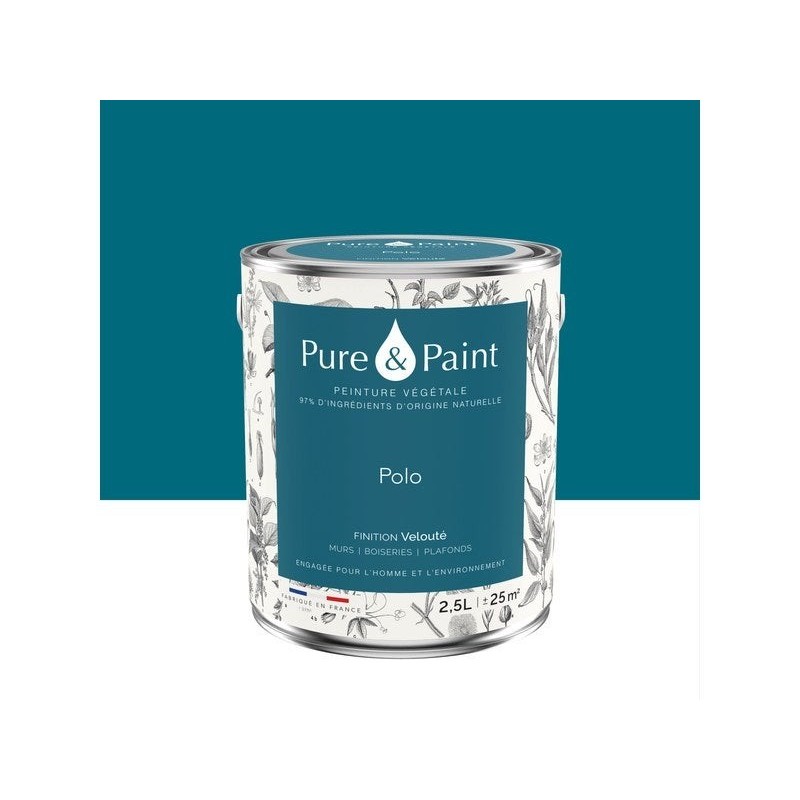 Peinture polo mur, plafond et boiserie , PURE  PAINT velours 2.5 l