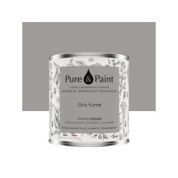 Peinture gris fume mur, plafond et boiserie , PURE  PAINT velours 0.5 l