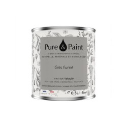 Peinture gris fume mur, plafond et boiserie , PURE  PAINT velours 0.5 l