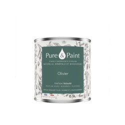 Peinture olivier mur, plafond et boiserie , PURE  PAINT velours 0.5 l