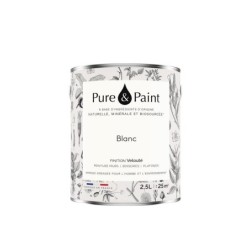 Peinture mur/boiserie/plafond, PURE PAINT, blanc velours, 2.5 litres