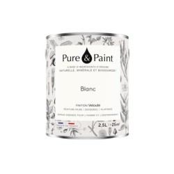 Peinture mur/boiserie/plafond, PURE PAINT, blanc velours, 2.5 litres