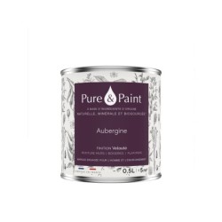 Peinture aubergine mur, plafond et boiserie , PURE  PAINT velours 0.5 l