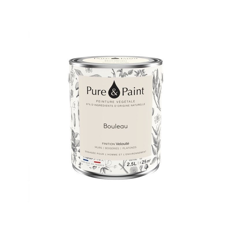 Peinture bouleau mur, plafond et boiserie , PURE  PAINT velours 2.5 l