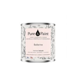 Peinture ballerine mur, plafond et boiserie , PURE  PAINT velours 0.5 l