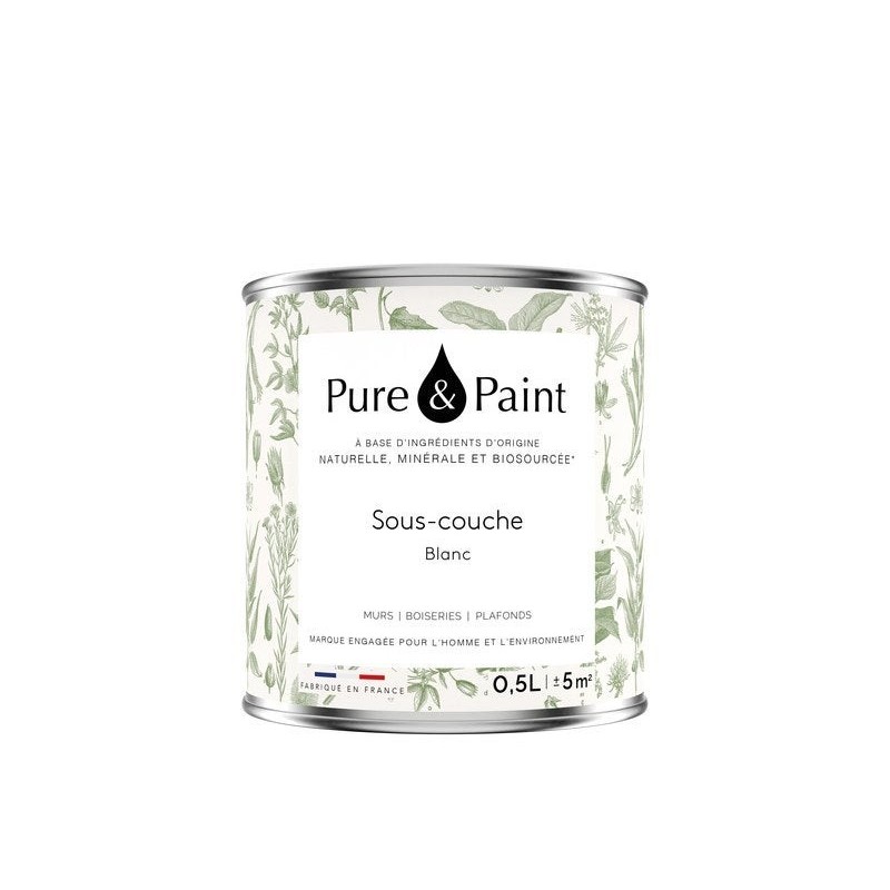 Sous-couche murs et plafonds , PURE  PAINT 0.5 l, blanc