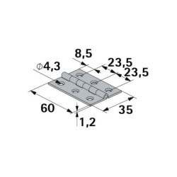 Charnière en acier pour meuble, HETTICH, L.60 x l.35 mm, noir