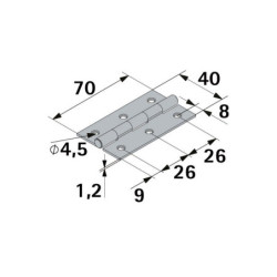 Charnière en acier pour meuble, HETTICH, L.70 x l.40 mm, noir