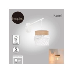 Applique KANEL E27, nature métal blanc/bois INSPIRE