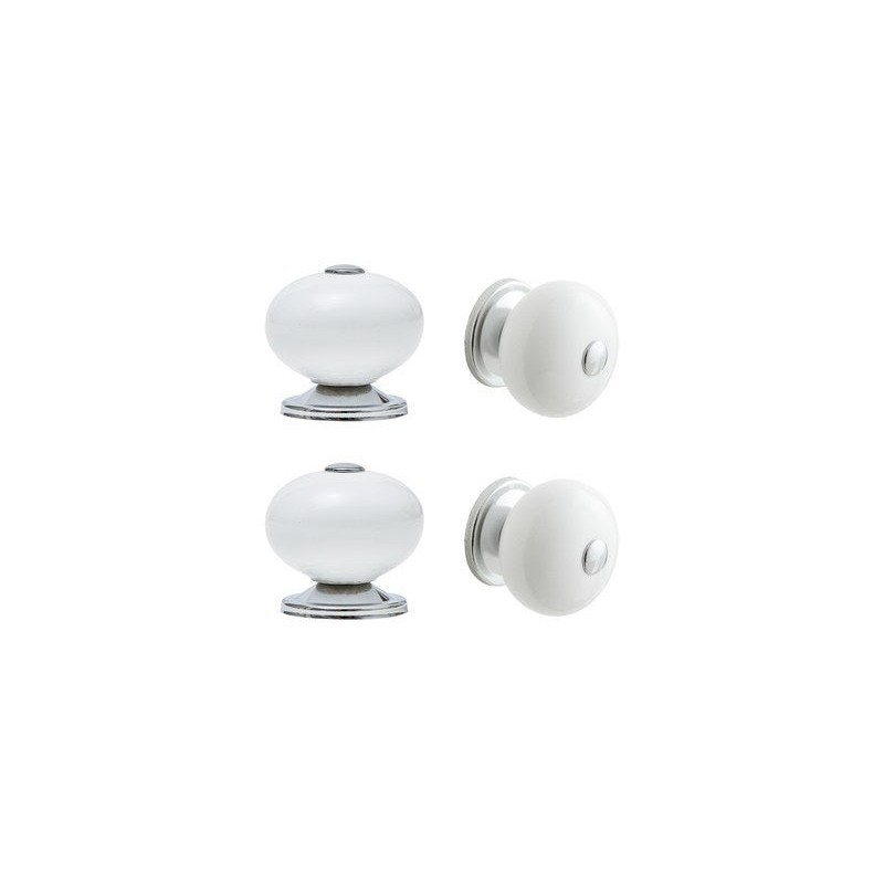 Bouton Gabi porcelaine blanche lot de 4, INSPIRE