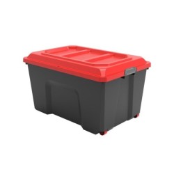 Malle à roulettes Locker noir et rouge 135L