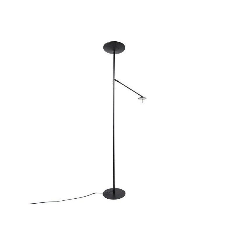 Lampadaire avec liseuse Mirasol, noir,1960lm, H.180 cm