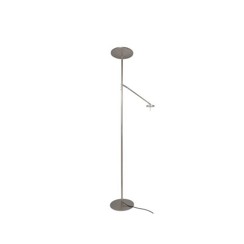 Lampadaire avec liseuse Mirasol, nickel, 1960lm, H.180 cm