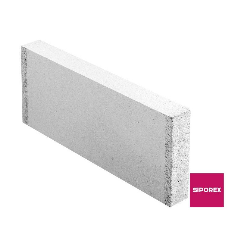 Carreau de beton cellulaire lisse L.62.5 x H.25 x Ep.7 cm SIPOREX