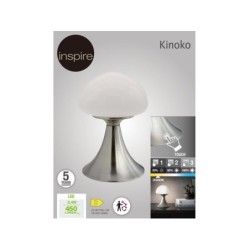 Lampe, design, métal nickel tactile, INSPIRE kinoko, 390lm, H. 22 cm