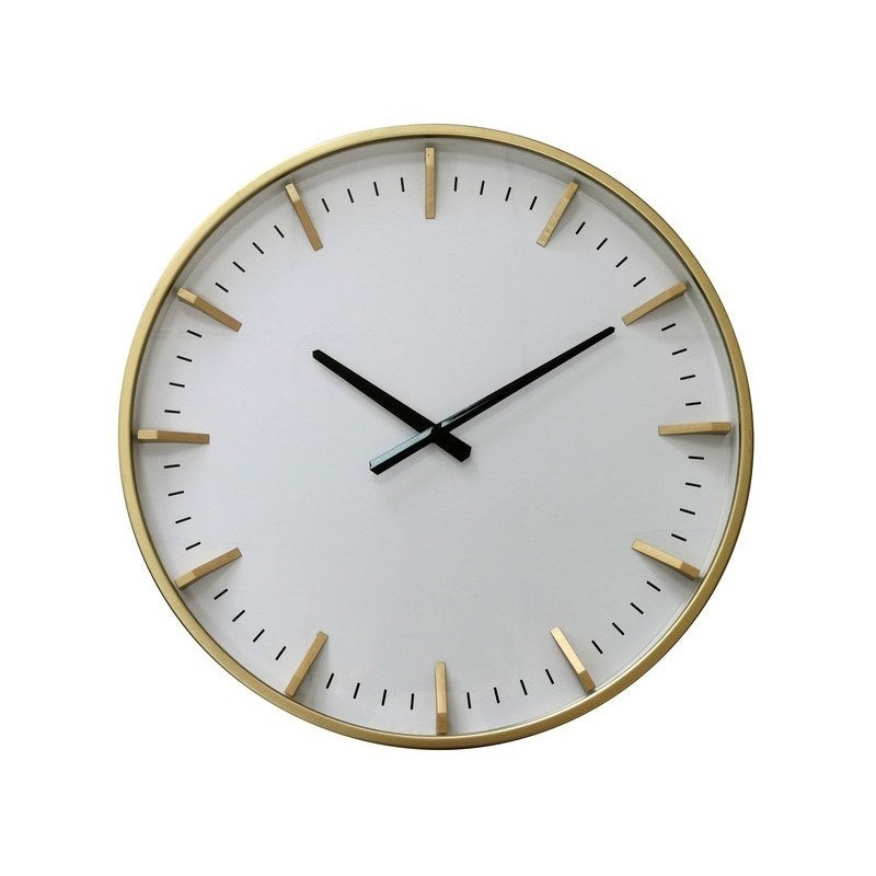 Horloge style moderne, diam. 50 cm, blanc et doré