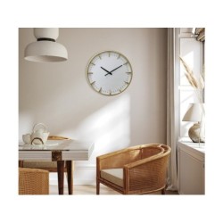 Horloge style moderne, diam. 50 cm, blanc et doré