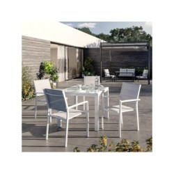 Table de jardin carré, NATERIAL Lyra, 6 personnes, blanc