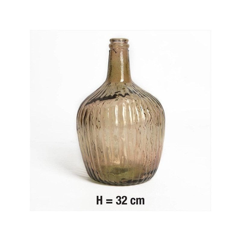 Vase verre recyclée, rayé, sable, l.19 x H.32 cm