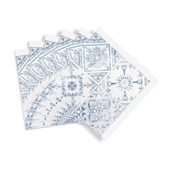 Lot de 6 crédences adhèsives vintage, bleu, 30.5 cm x 30.5 cm