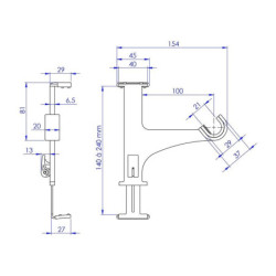 Lot de 2 supports sans perçage tringle à rideau, caisson volet, blanc CESSOT