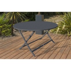 Table de jardin Marius ronde d110 en aluminium anthracite 4 personnes