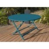 Table de jardin Marius ronde d110 en aluminium bleu canard 4 personnes