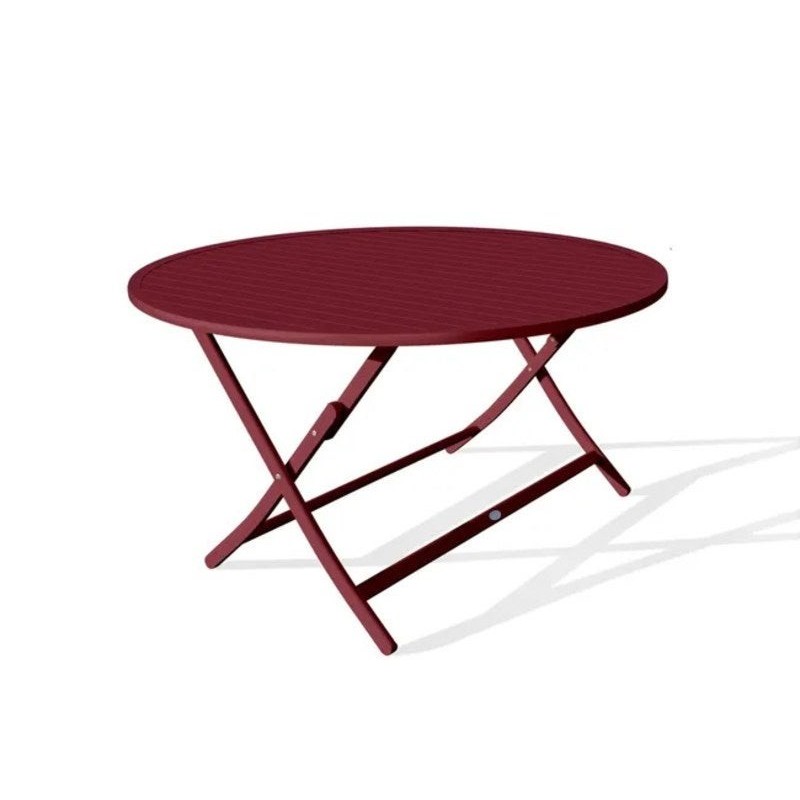 Table de jardin Marius ronde d110 en aluminium carmin 4 personnes