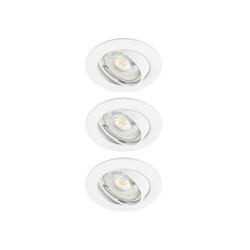 Lot de 3 spots à encastrer orientable, INSPIRE Clane, 2700K blanc chaud, rond blanc