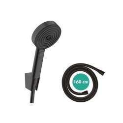 Pommeau de douche 3 jets, flexible et support, HANSGROHE Pulsify noir