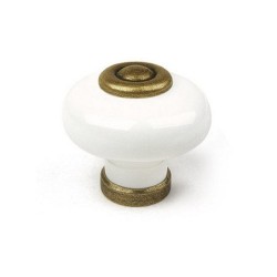 Bouton De Meuble Rond Blanc Porcelaine H.26 X L.31 X P.31 Mm