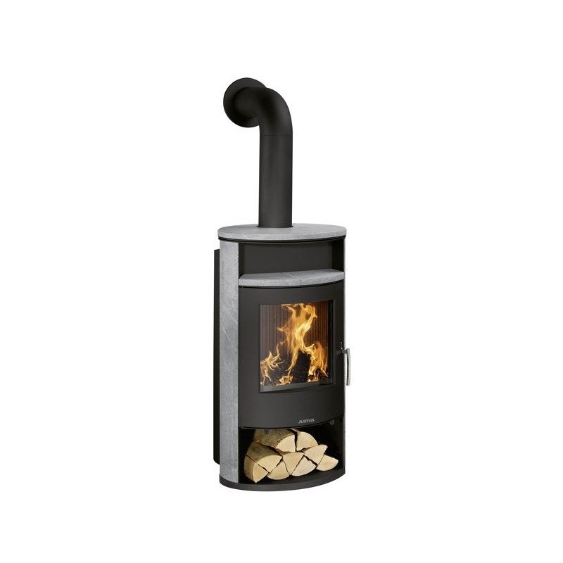 Poêle à bûche JUSTUS Island aqua gris / noir, 10 kW