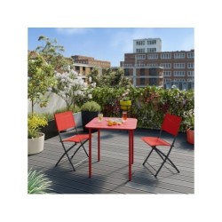 Table de jardin Café carré rouge 4 personnes