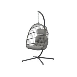 Fauteuil de jardin suspendu en forme d'œuf en acier coloris gris anthracite