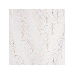 Paire de vitrages transparent Tamara blanc et dore l. 45 x H. 120 cm