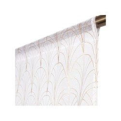 Paire de vitrages transparent Tamara blanc et dore l. 45 x H. 120 cm