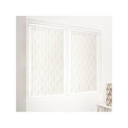 Paire de vitrages transparent Tamara blanc et dore l. 60 x H. 120 cm