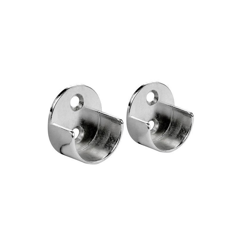 Lot de 2 support de barre de penderie D25 mm rond chrome 29.85 m