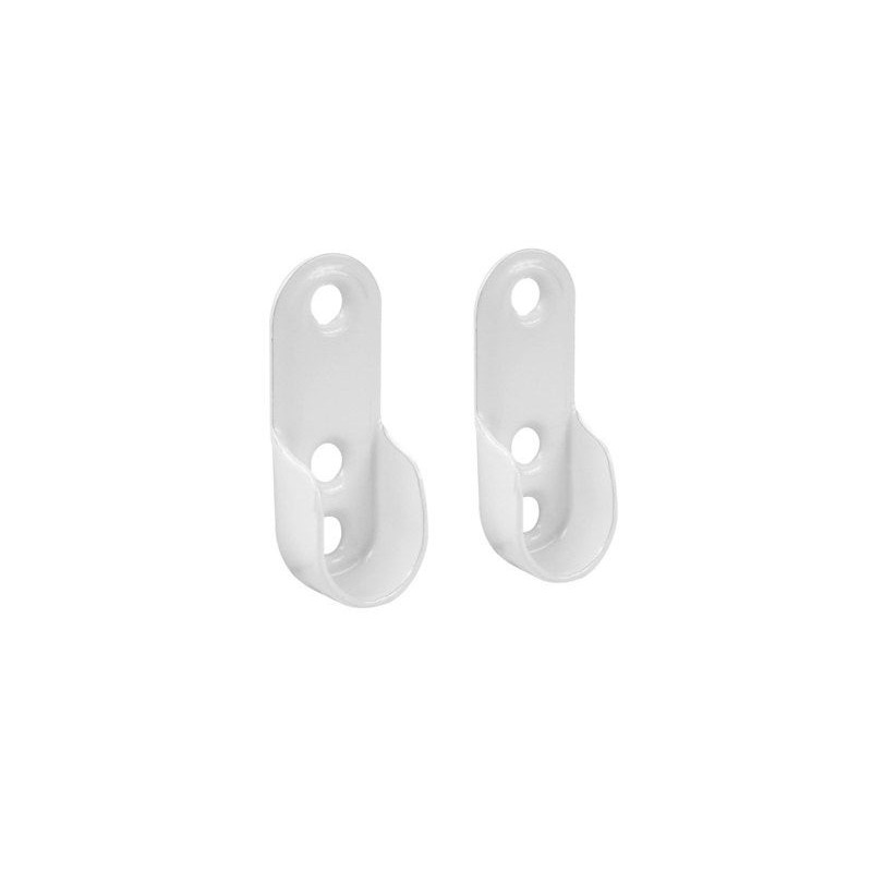 Lot de 2 support de barre de penderie ovale, 18.28 m diam. 30 x 15 mm blanc