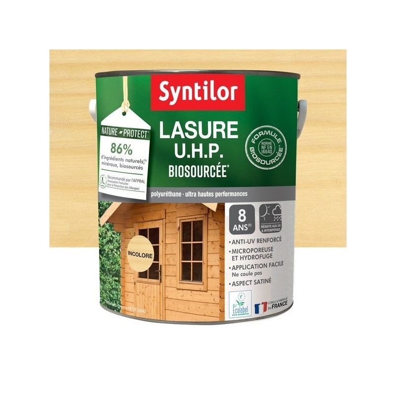 Lasure SYNTILOR U.H.P. biosourcee nature protect 8 ans incolore satiné 5 L