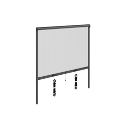 Moustiquaire enroulement vertical 120x120 cadre alu gris