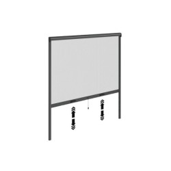 Moustiquaire enroulement vertical 140x140 cadre alu gris