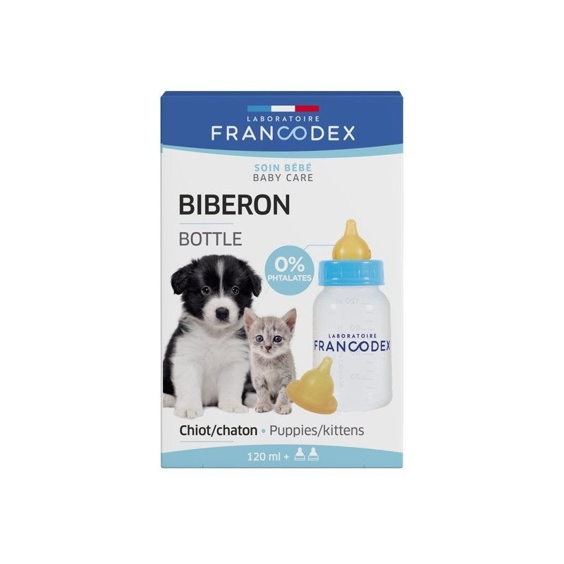 Biberon chiot et chaton + 2 tétines