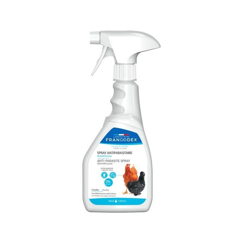 Antiparasitaire en spray diméthicone pour volailles, FRANCODEX, 500 ml